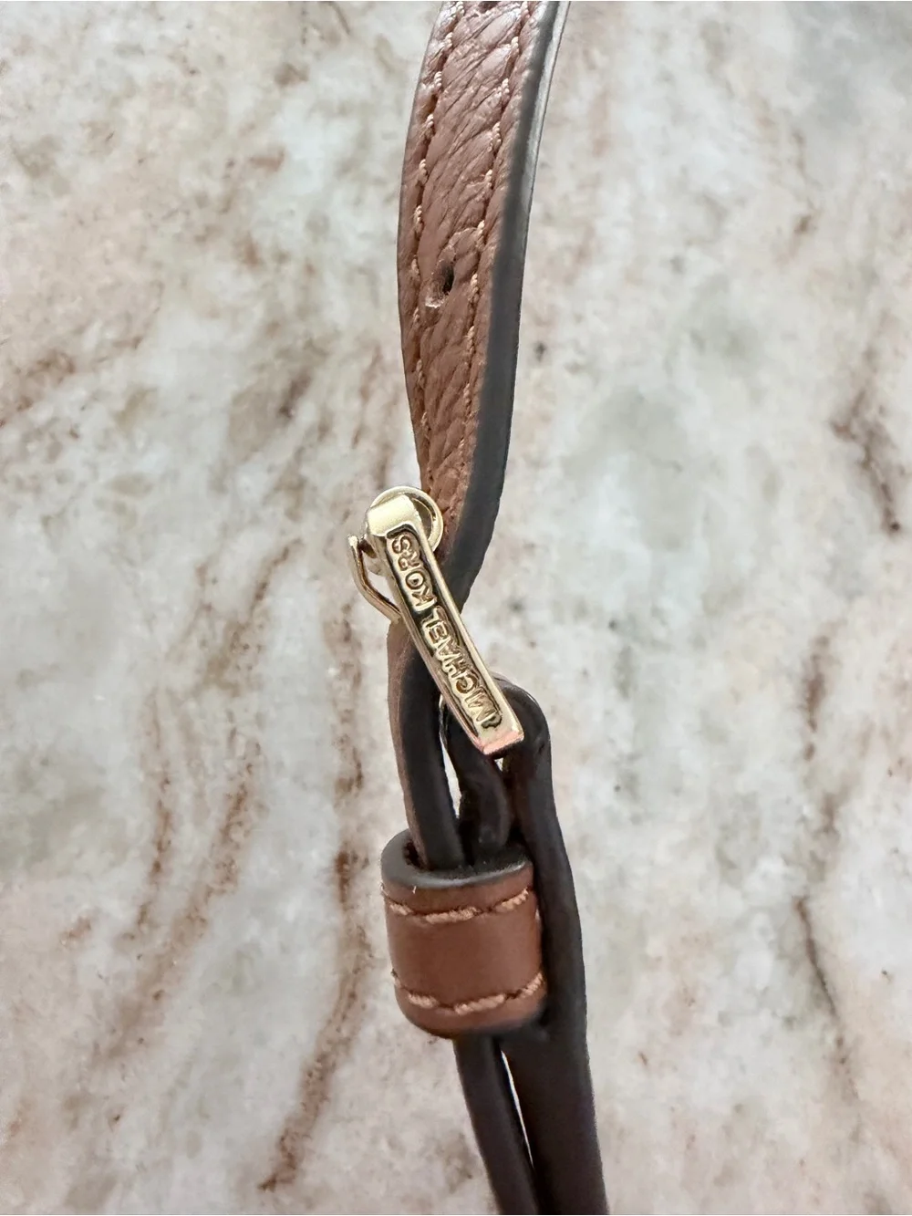 MICHAEL KORS Brown Pebbled Leather Crossbody with Gold Hardware 9” H x 8.75” W